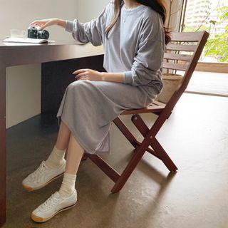 Set: Layered-hem Pullover + Band-waist Skirt
