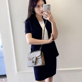 Set: Short-sleeve Blazer + Pencil Mini Skirt