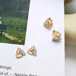 Color Block Stud Earring / Clip-on Earring