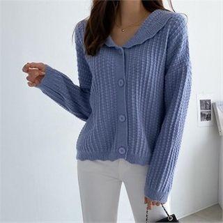 Sailor Collar Textured Cardigan