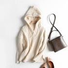 Cable Knit Hoodie 9187 - Beige - One Size