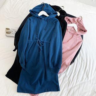 Hooded Drawstring Long-sleeve Dress