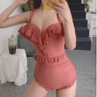 Set: Halter-neck Swimsuit + Swim Cap