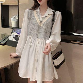 Long Sleeve Mock Two Piece Dress