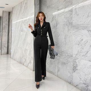 Belted Chic Shirtwaist Jumpsuit
