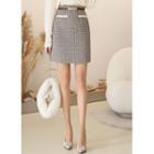 Piped H-line Tweed Miniskirt