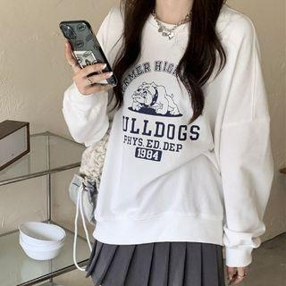 Puppy Print Round-neck Sweatshirt