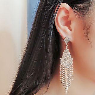 Geometric Rhinestone Fringe Dangle Earring
