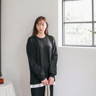 Crew-neck Layered-hem Pullover