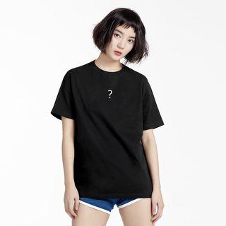 Question Mark Print Short Sleeve T-shirt