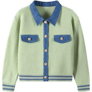 Denim Collar Cardigan