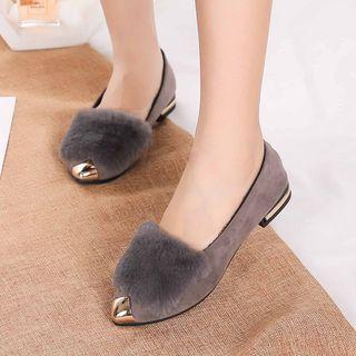Metal-toe Fleece Flats