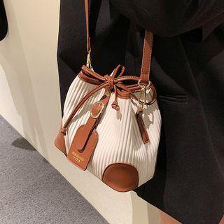 Color Panel Runched Bucket Bag