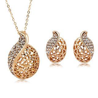 Set: Cutout Waterdrop Necklace + Earrings
