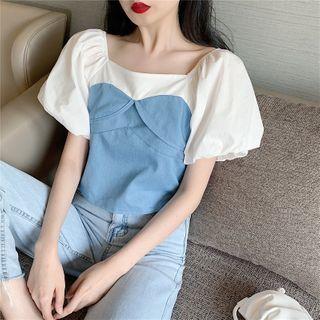 Mock Two Piece Cropped Blouse
