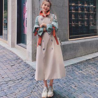 Color Panel Double-breasted Trench Coat