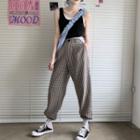 Mock Two-piece Tank Top / Plaid Harem Sweatpants