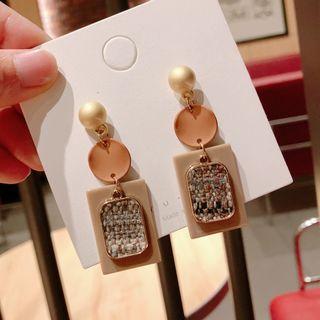 Woven Rectangle Matte Disc Dangle Earring