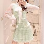 Long-sleeve Top / Sleeveless Tweed Dress / Set