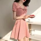 High-waist Gingham Mini Dress