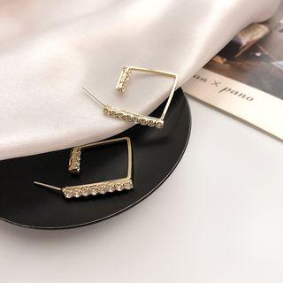 Rhinestone Open Square Earring 1 Pair - Light Gold - One Size