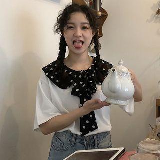 Short-sleeve Polka Dot Collar T-shirt