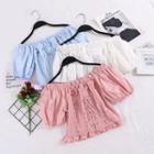 Eyelet Lace Off-shoulder Short-sleeve Top