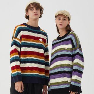 Couple Matching Textured Striped Sweater