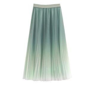 Gradient Mesh Accordion Pleated Midi A-line Skirt