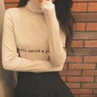 Lettering Turtleneck Long Sleeve T-shirt