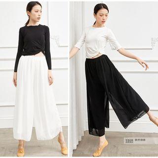 Asymmetric Knotted T-shirt / Chiffon Pants / Set