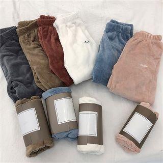 Plain Coral Fleece Loose-fit Pants