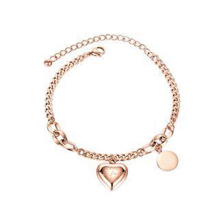 Fashion Romantic Plated Rose Gold Heart-shaped 316l Stainless Steel Bracelet Rose Gold - One Size