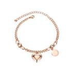 Fashion Romantic Plated Rose Gold Heart-shaped 316l Stainless Steel Bracelet Rose Gold - One Size