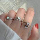Rhinestone Shell Butterfly Ring