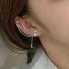 Rhinestone Star Cuff Earring 1 Pair - Silver - One Size