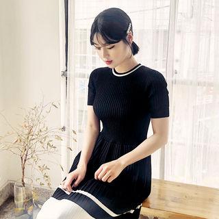 Accordion-pleat Knit Dress