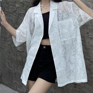 Elbow-sleeve Print Light Blazer