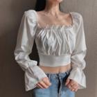 Lace-up Back Cropped Blouse