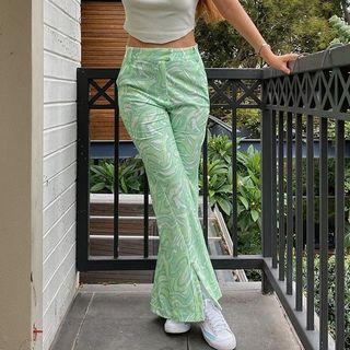Printed Slit-front Pants