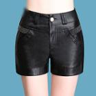 Rhinestone Faux Leather Shorts