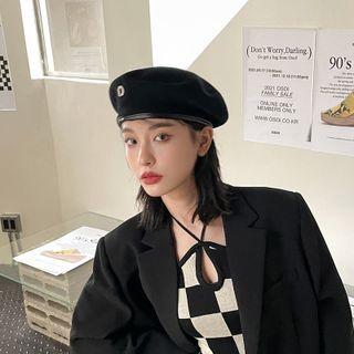 Woolen Beret Black - One Size: 56-58cm