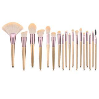 Set Of 18: Makeup Brush T-18-003 - Set Of 18 - Pink & Gold - One Size