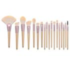 Set Of 18: Makeup Brush T-18-003 - Set Of 18 - Pink & Gold - One Size