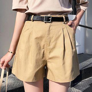 Set: Wide-leg Short + Faux Leather Belt