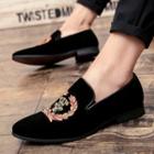 Bee Embroidered Faux-suede Loafers
