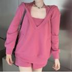 Set: Plain Hoodie + Halter Top + Shorts
