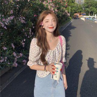 Off-shoulder Floral Print Shirt
