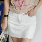 Inset Short Fray-hem Mini Skirt