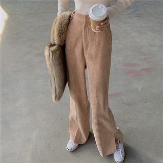 High-waist Bell-bottom Corduroy Pants